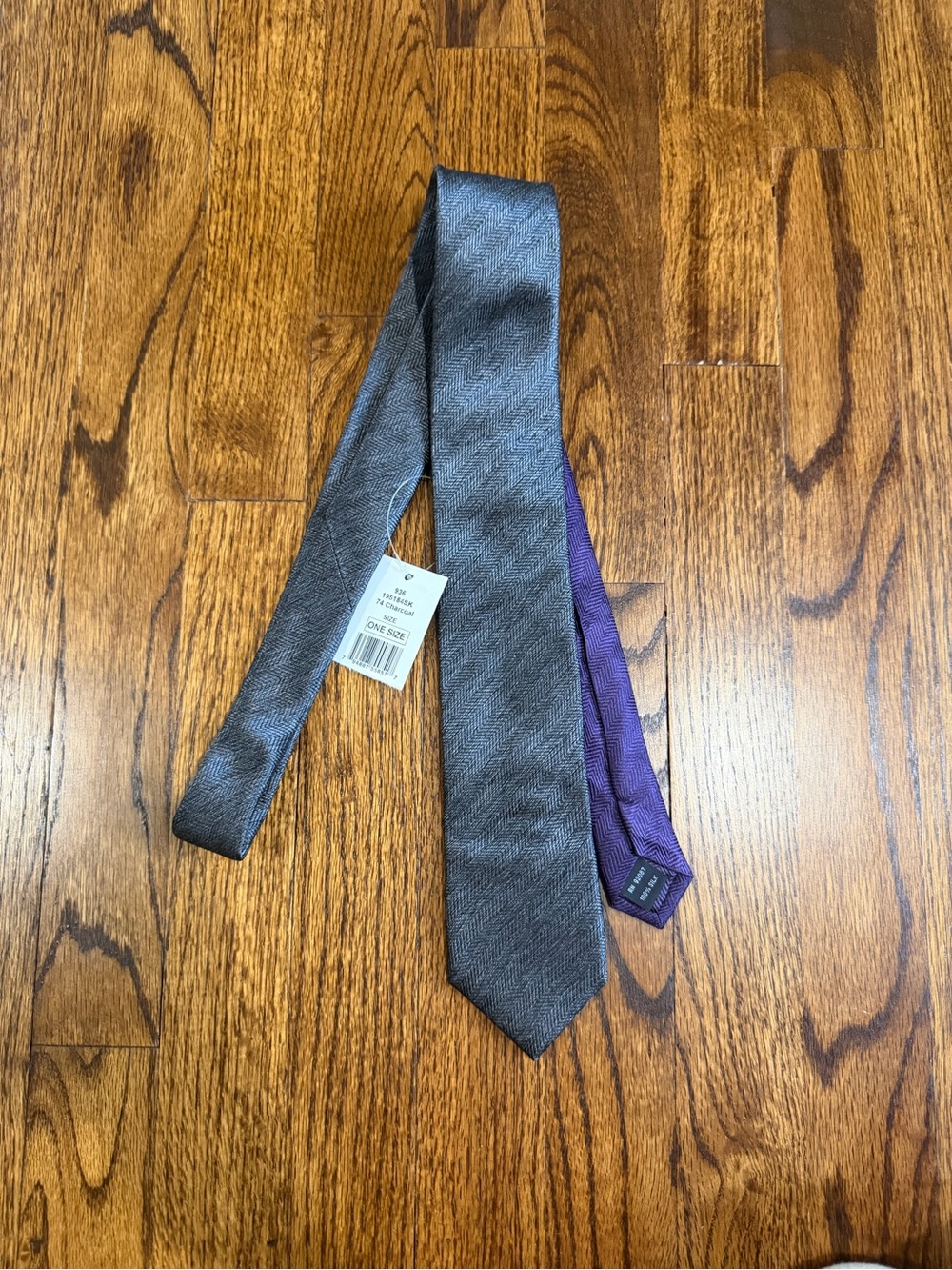 Men's Two-Tone Dress Tie — Gray Front with Purple Back